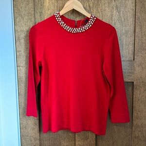 Ann Taylor Red Jewel neck sweater